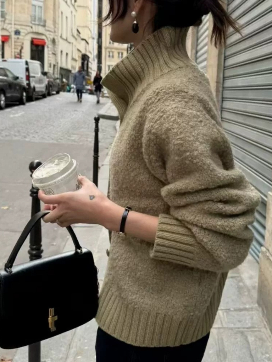 ᴷᴼᴿᴱᴬ 🇰🇷秋冬溫暖厚實外翻毛呢針織外套(兩色)