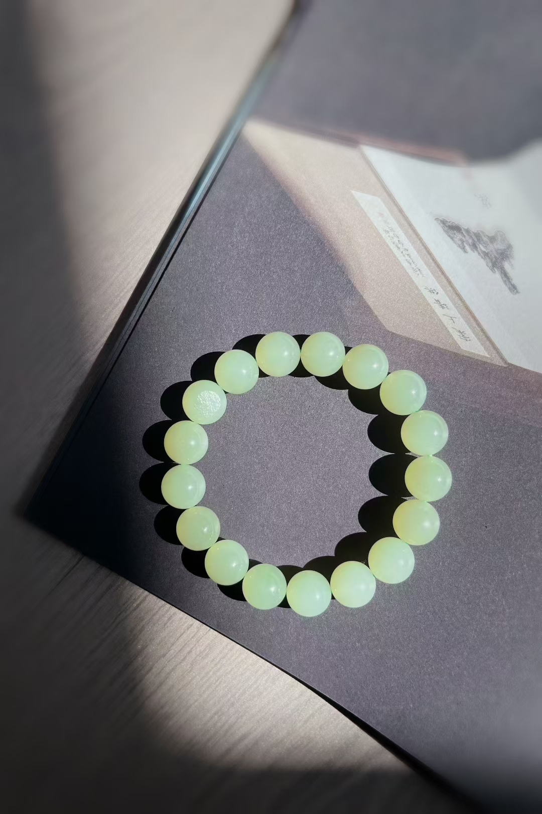 920714 和田玉戈壁翠青手串 (12mm直徑)