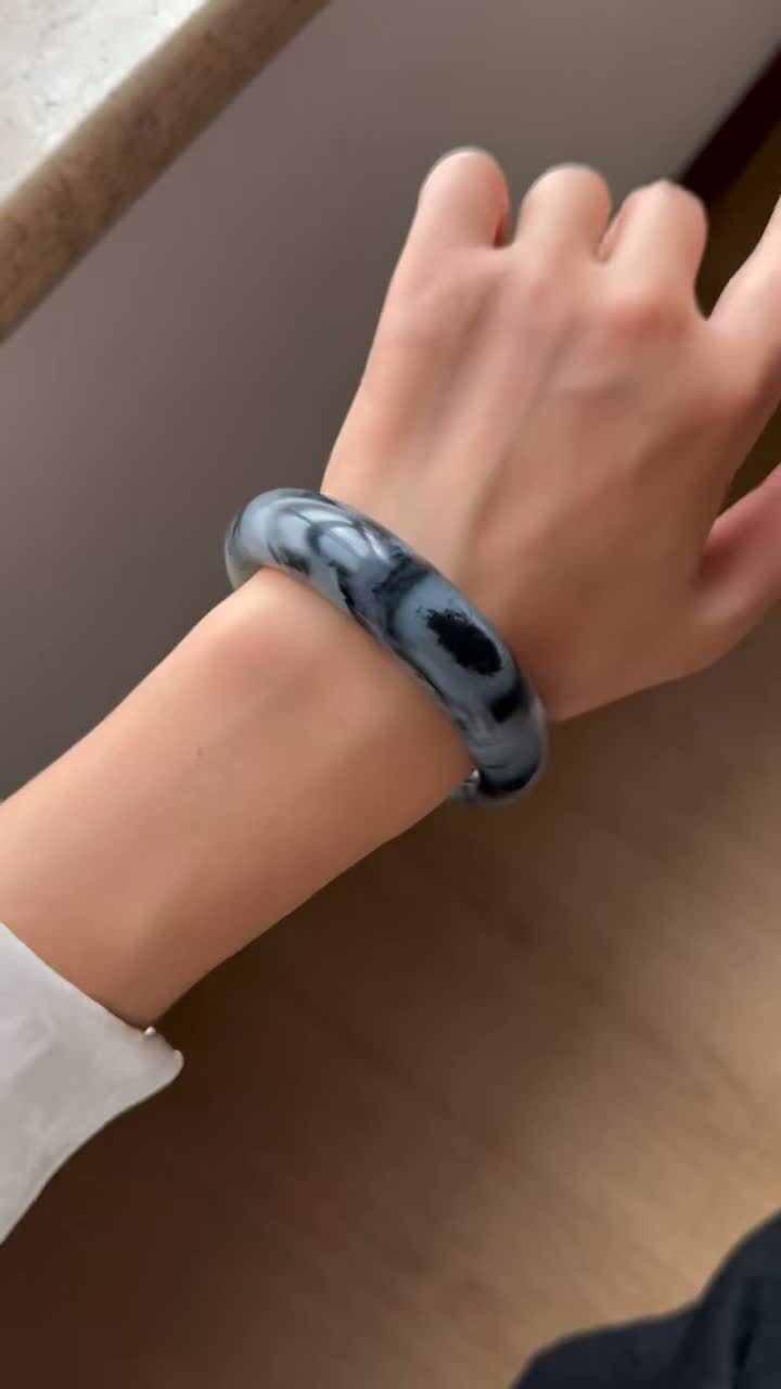 92075 59.8mm和田玉籽青花手鐲 (58-60)