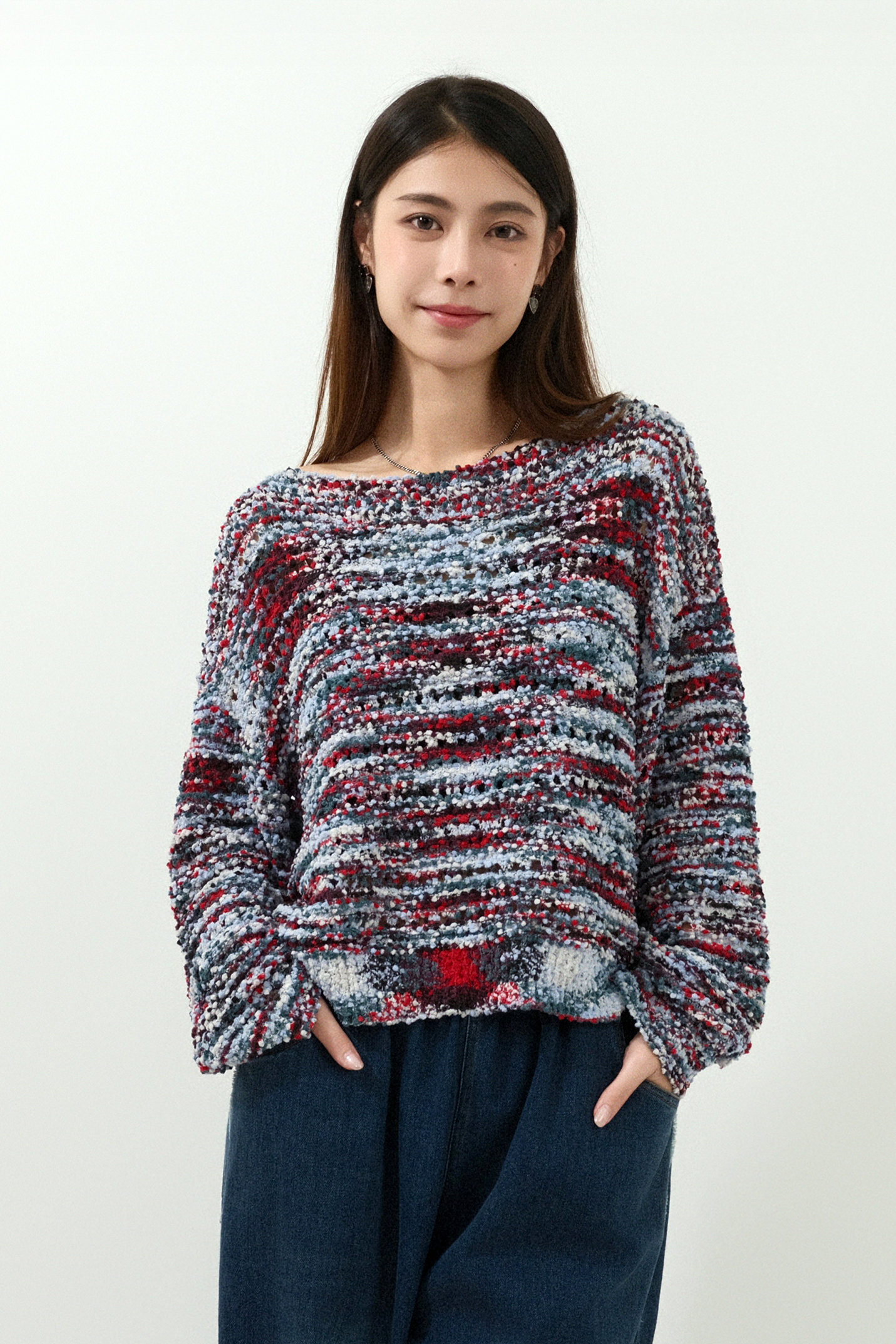 混色粒粒絲絨線針織上衣 (現貨款式）