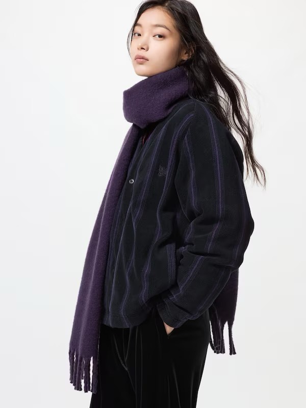 #代購 日本限定 UNIQLO X NEEDLES 刷毛印花 開襟外套 黑 484125