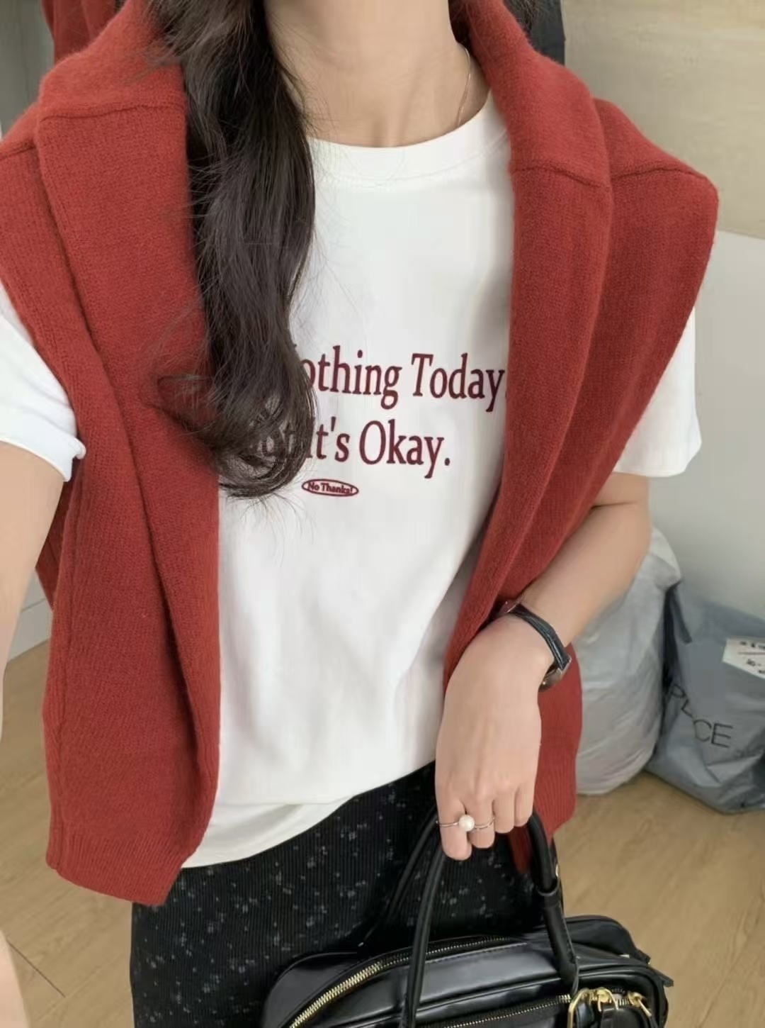 1911 復古紅白英字短T