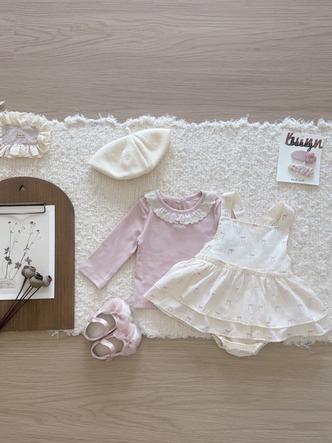 長袖上衣滿版蝴蝶結套裝