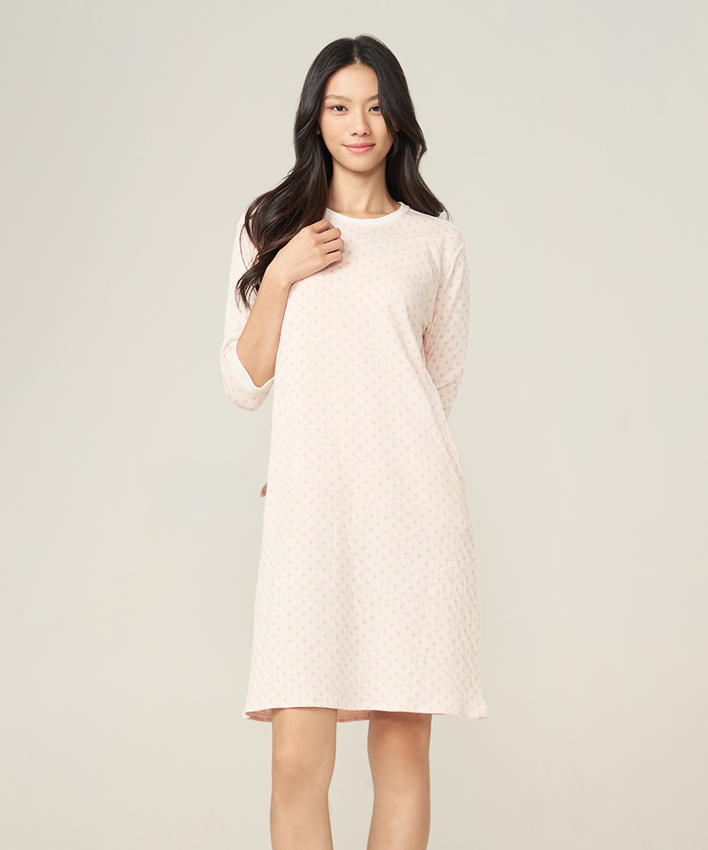 自由空間-雙層棉 蓬鬆棉柔女七分袖口袋洋裝 UE082925