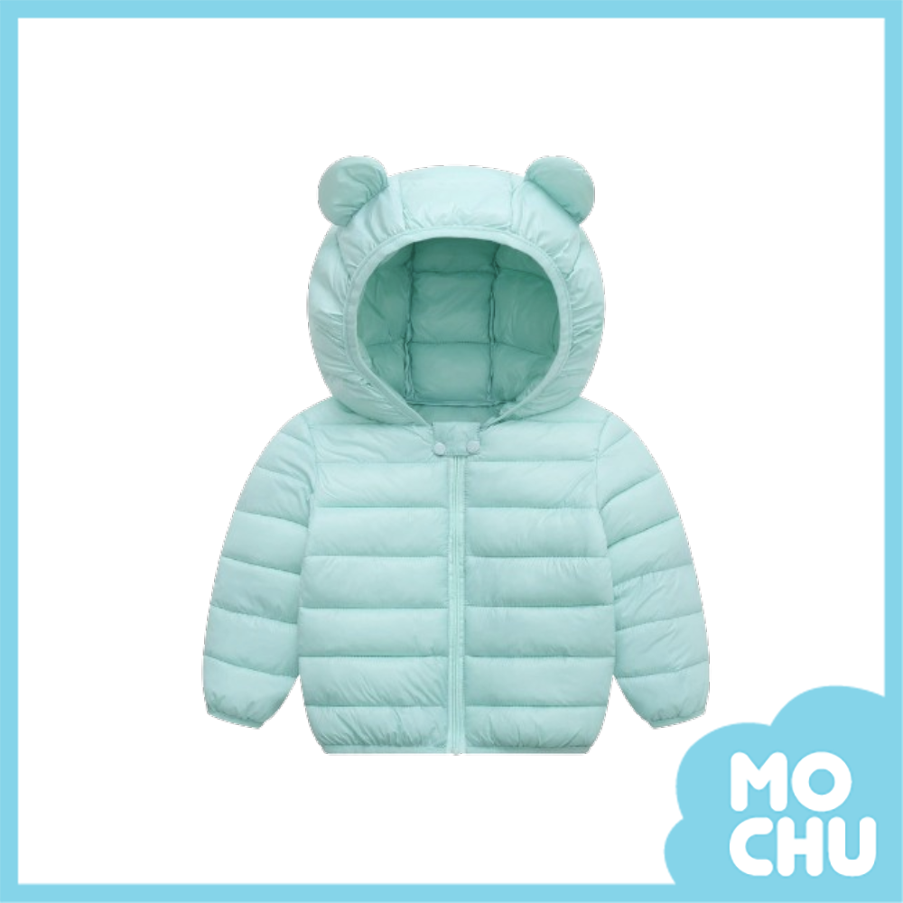 純色熊耳連帽羽絨外套(八色)