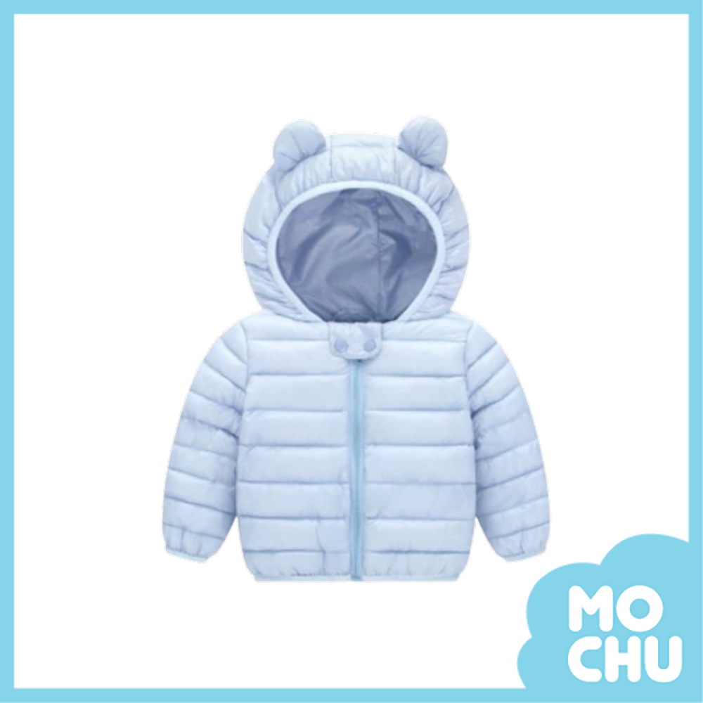 純色熊耳連帽羽絨外套(八色)