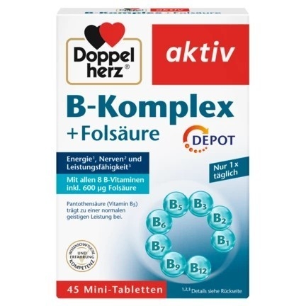 德國 雙心 Doppelherz 全日B群EX緩釋錠 45粒