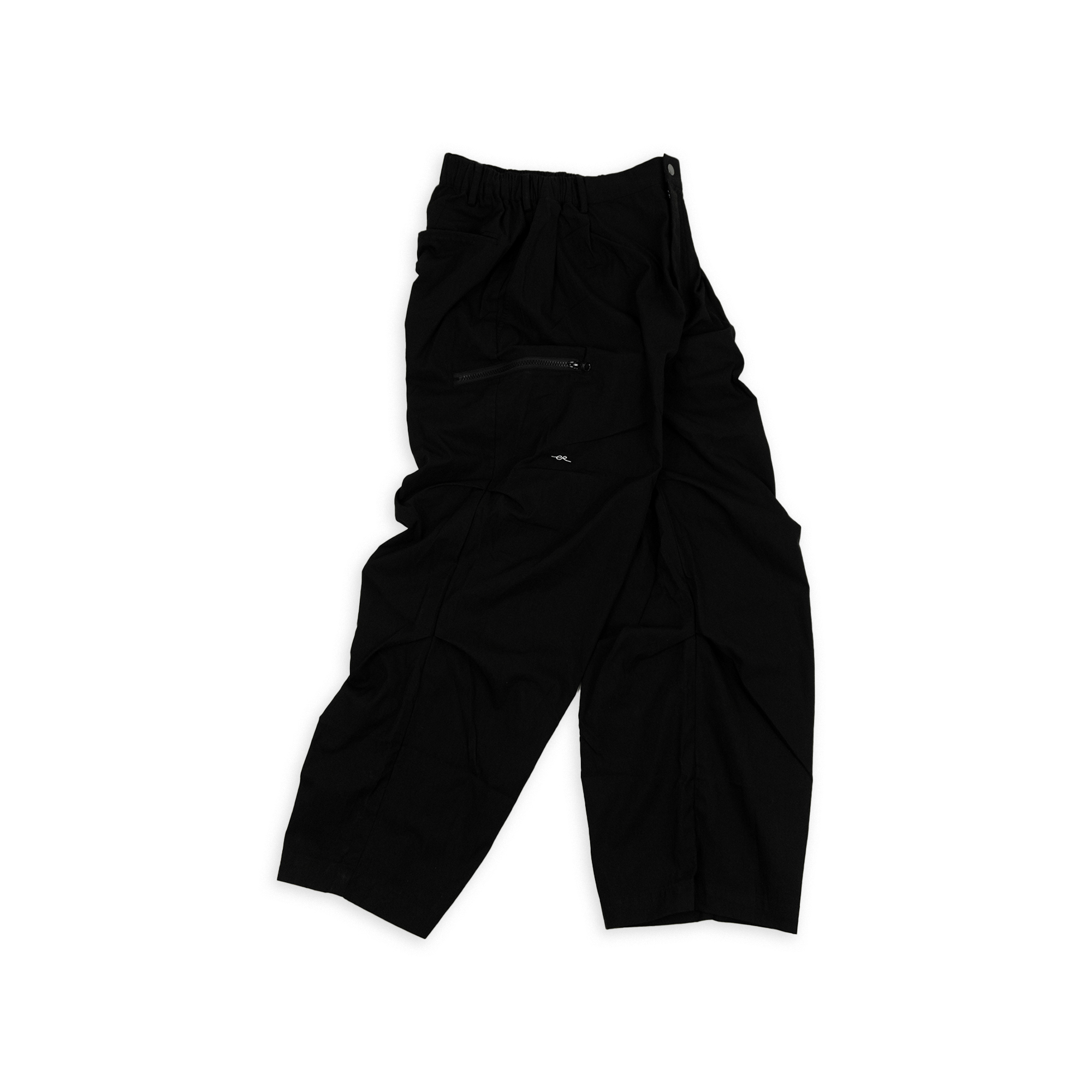 Double Zipper Pocket Wide Work Pants - Black