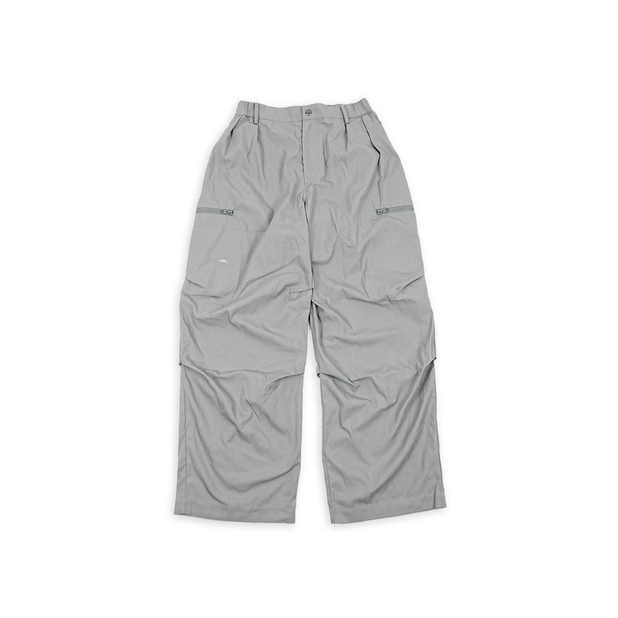 Double Zipper Pocket Wide Work Pants - Light Gray