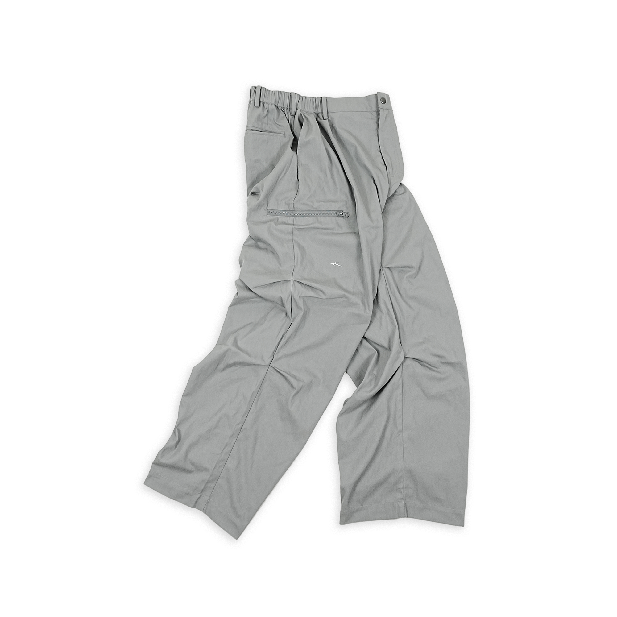Double Zipper Pocket Wide Work Pants - Light Gray