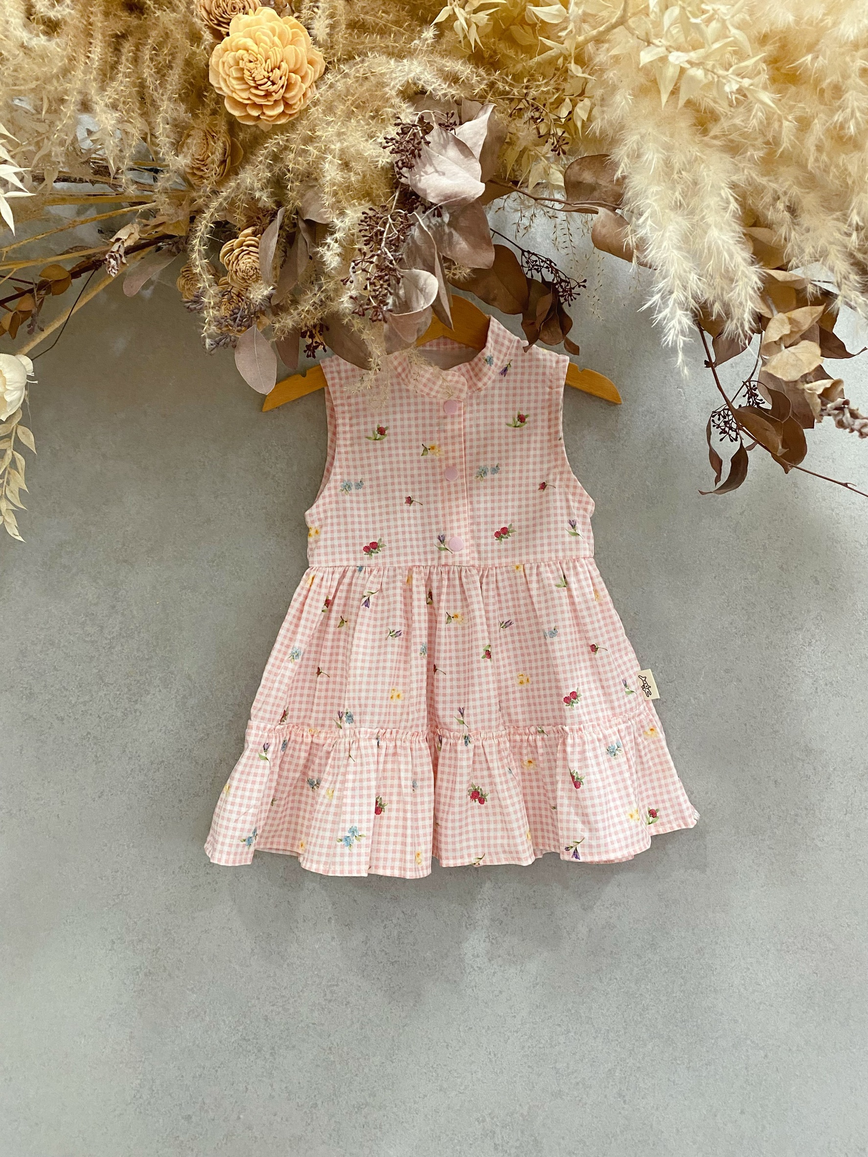 格子小花 蛋糕裙洋裝(80)