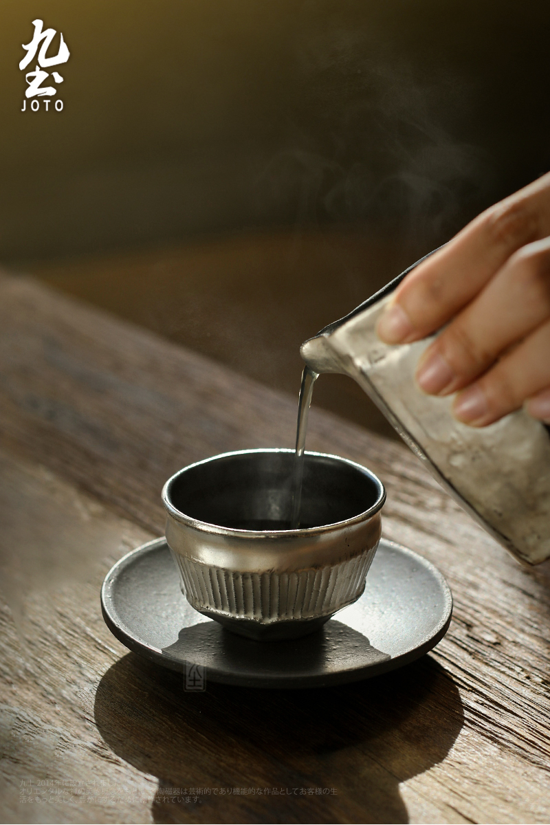 九土復古手作刷銀品茗杯-月隱系列_XCBR0157