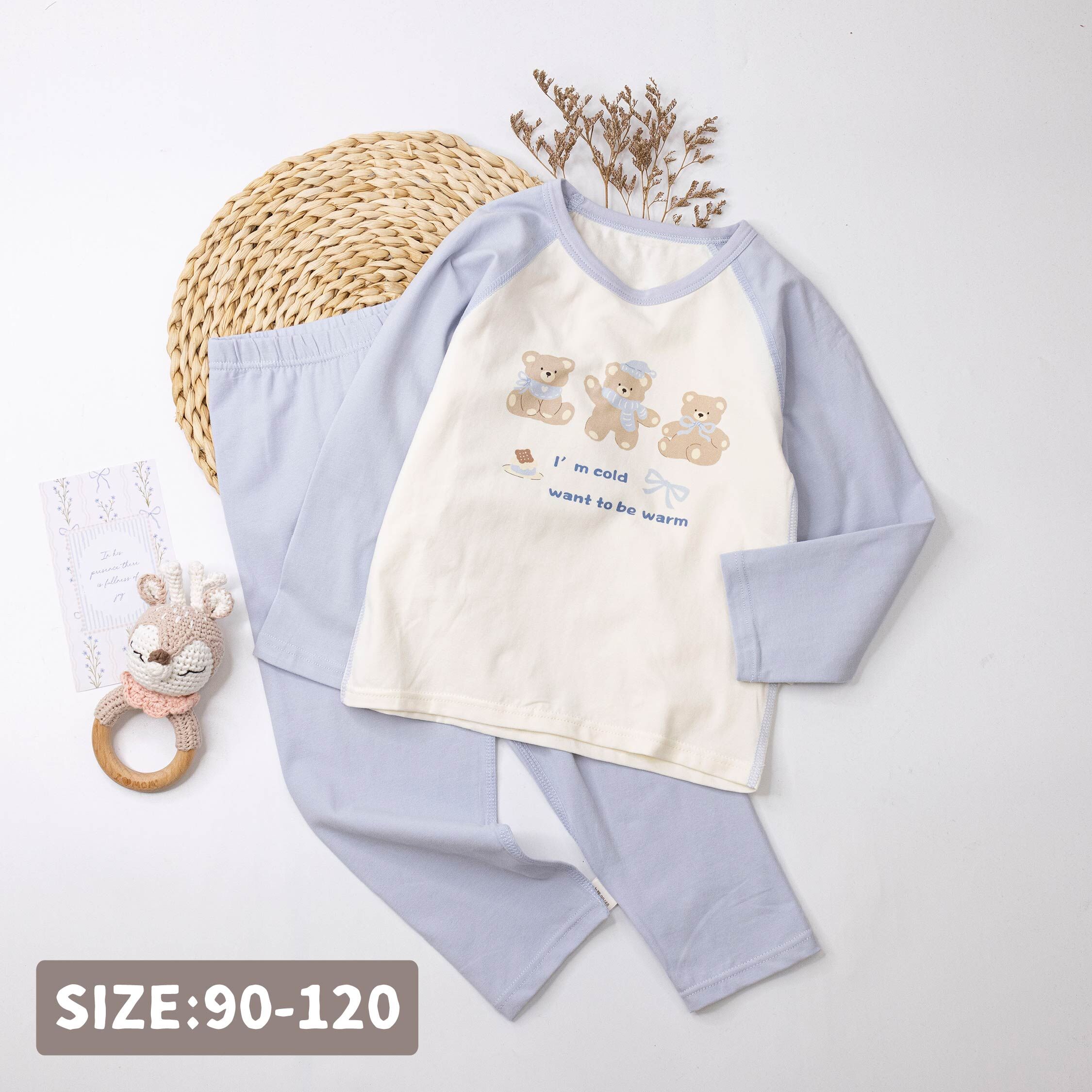 【JL5504】Q萌泰迪熊寶貝睡衣套裝