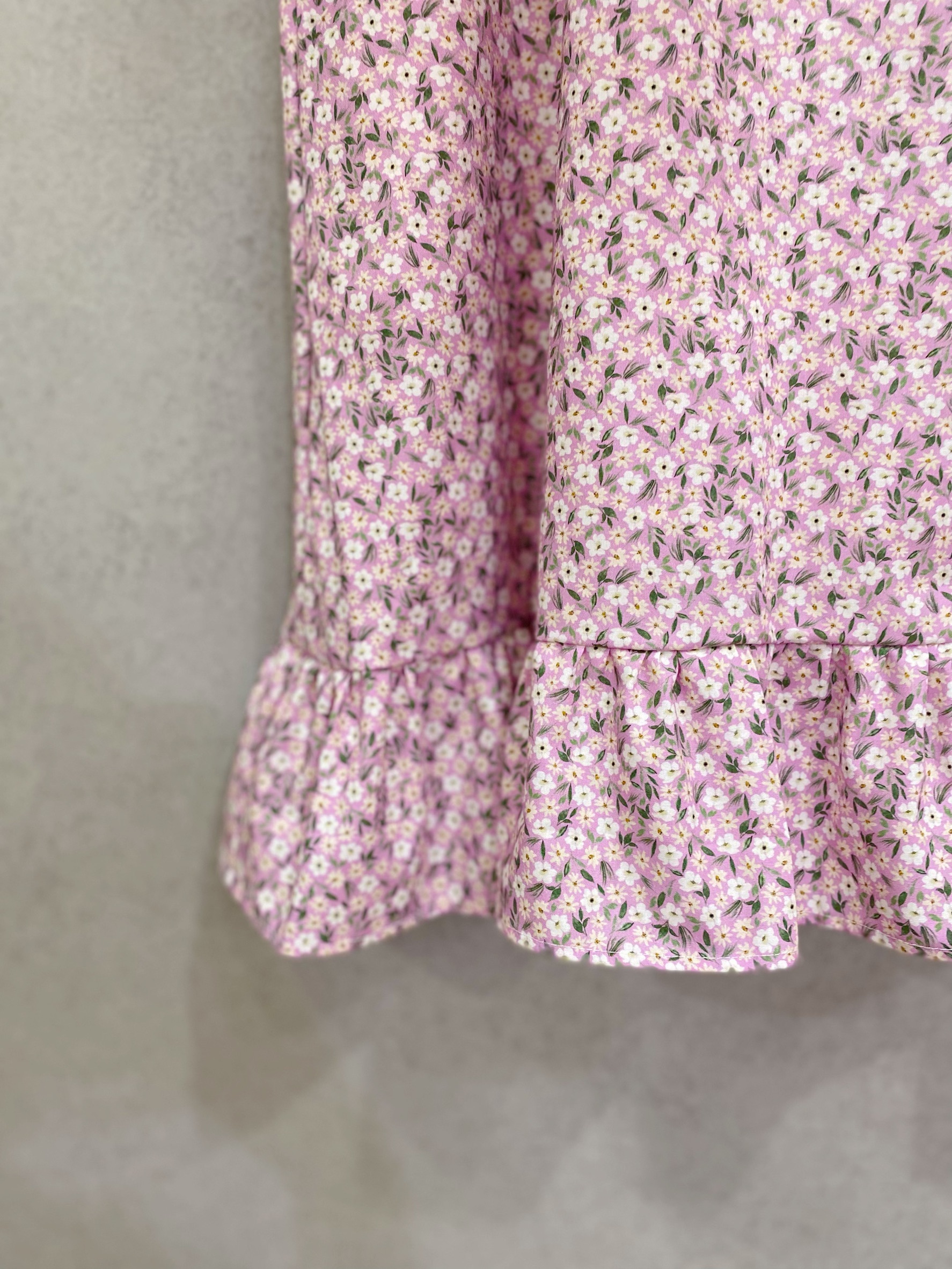 粉粉小碎花 媽咪仙度瑞拉短洋裝1.0