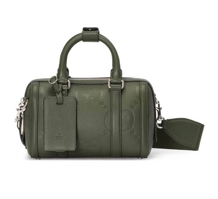 [E] GUCCI DARK GREEN JUMBO GG MINI DUFFLE BAG LEATHER, 725292AABY7-3346 (EGC79)