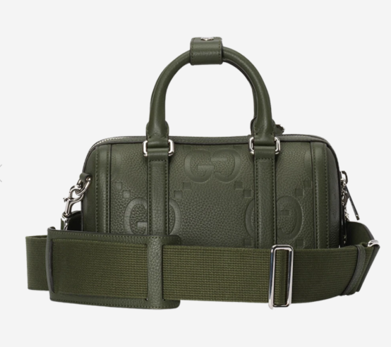 [E] GUCCI DARK GREEN JUMBO GG MINI DUFFLE BAG LEATHER, 725292AABY7-3346 (EGC79)