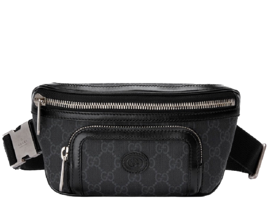 [E] GUCCI BLACK MEN'S INTERLOCKING G BELT BAG  , 68293392THN-1000 (EGC81)