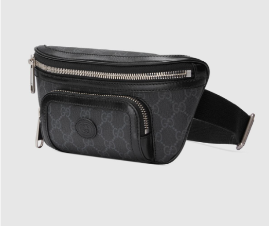 [E] GUCCI BLACK MEN'S INTERLOCKING G BELT BAG  , 68293392THN-1000 (EGC81)