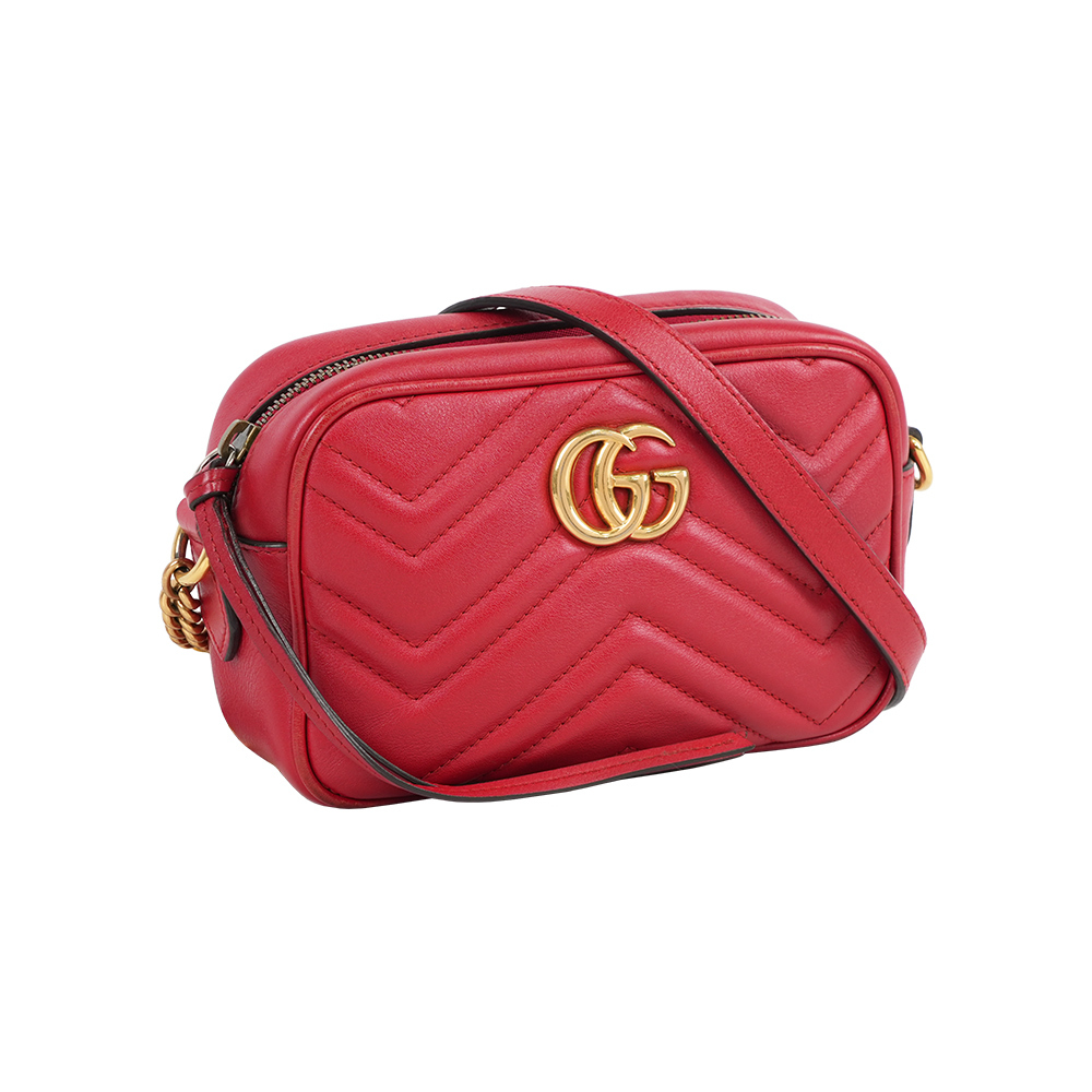 【GUCCI】Marmont mini款方型側背鍊包(紅色)