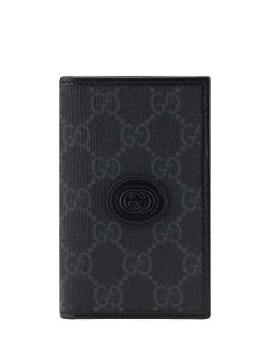 [E] GUCCI BLACK MEN'S INTERLOCKING G CARD CASE, 72260192TCF-1000 (EGC130)