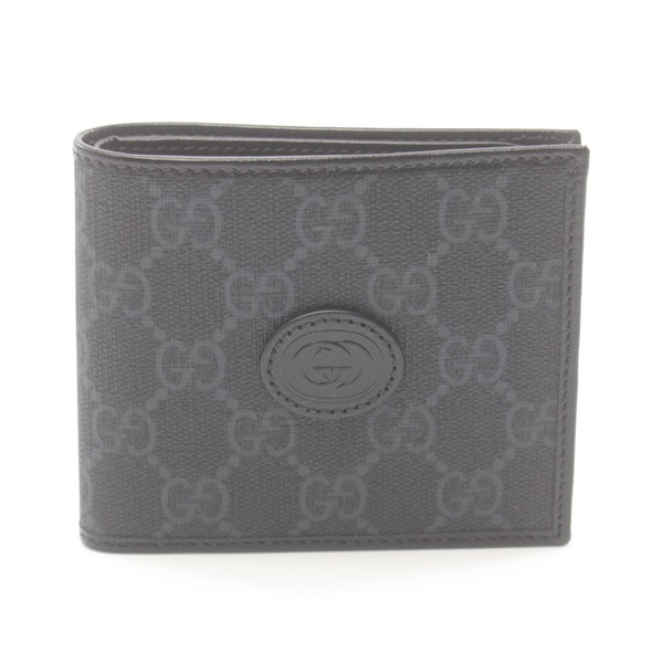 [E] GUCCI GRAY/BLACK INTERLOCKING GG SUPREME WALLET, 67165292TCN-1000 (EGC132)