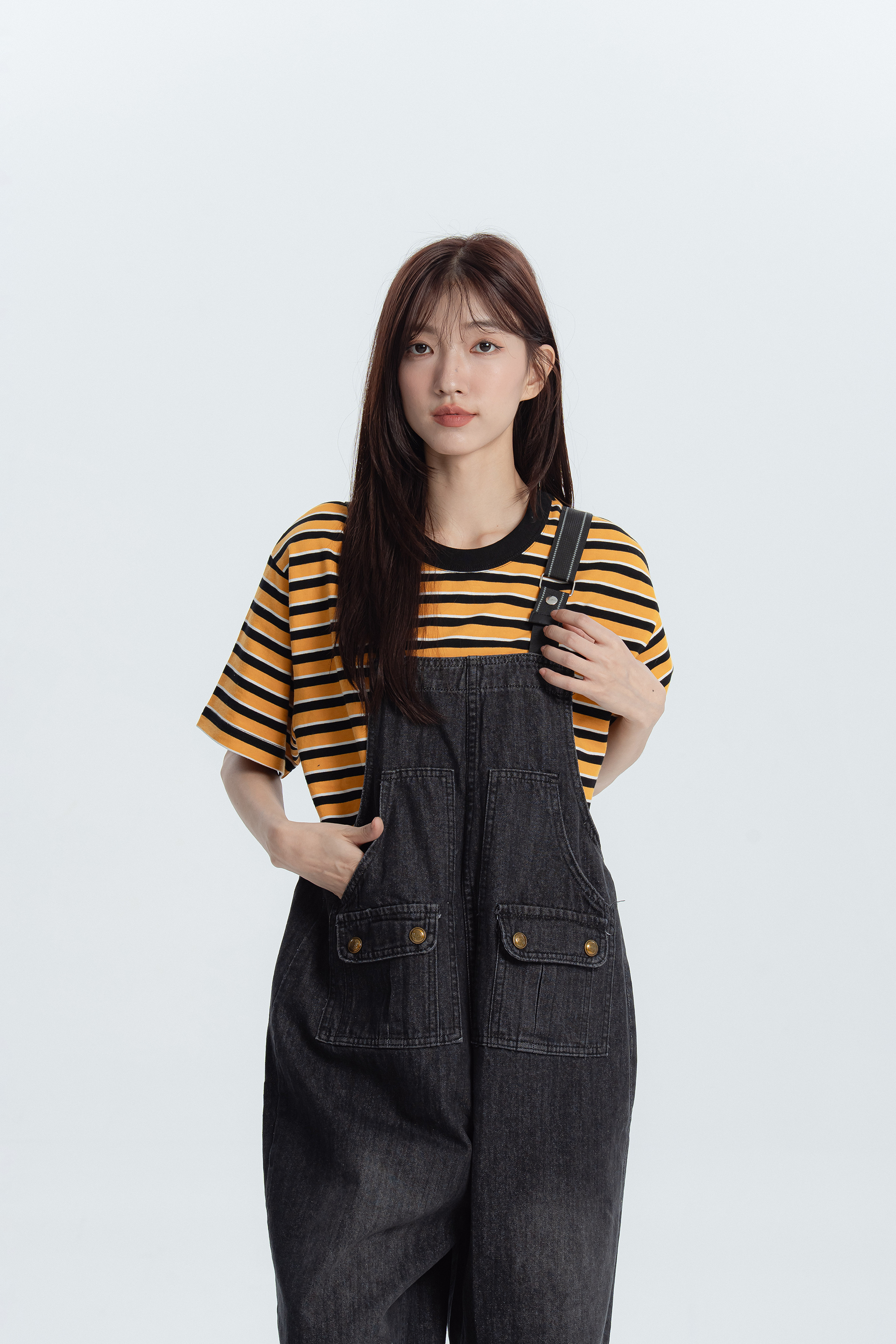 撞色橫條紋小標短袖t 2色