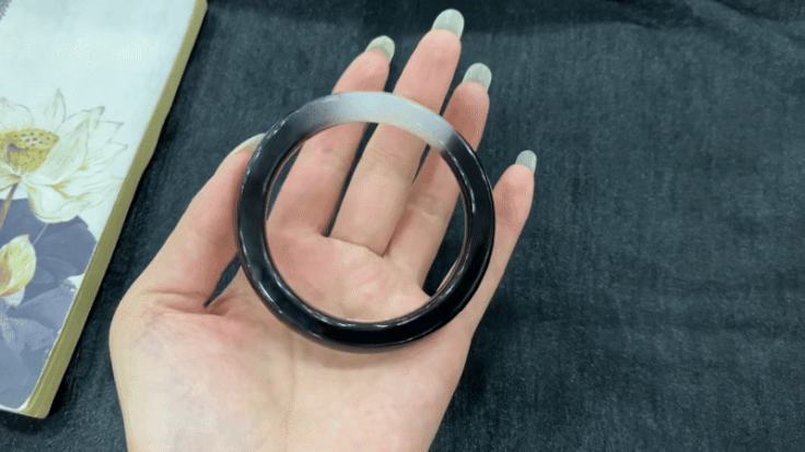 92077 57mm和田玉帝王紫白方條手鐲 (56-58)