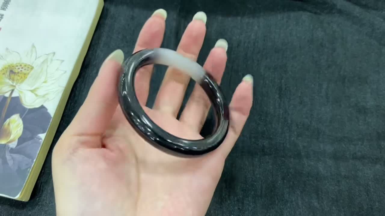 和田玉帝王紫白方條手鐲,天然和田玉軟玉