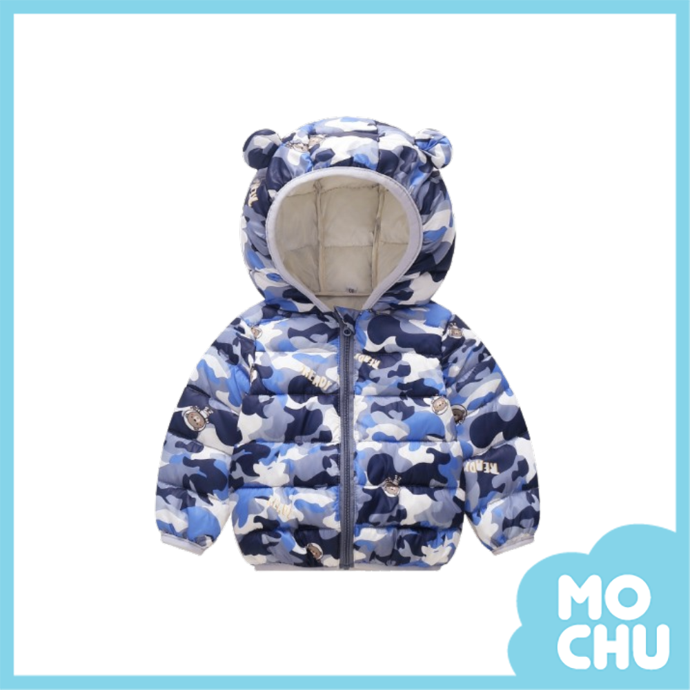 太空小熊迷彩連帽羽絨外套