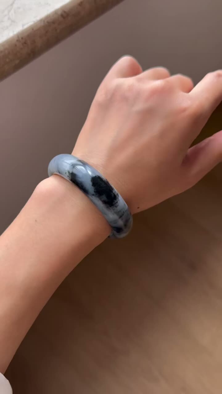 和田玉籽青花手鐲,天然和田玉軟玉