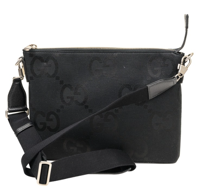 [E] GUCCI BLACK JUMBO GG CROSSBODY BAG, 739668FABRP-1000 (EGC84)