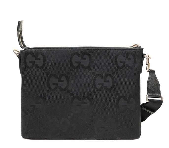 [E] GUCCI BLACK JUMBO GG CROSSBODY BAG, 739668FABRP-1000 (EGC84)