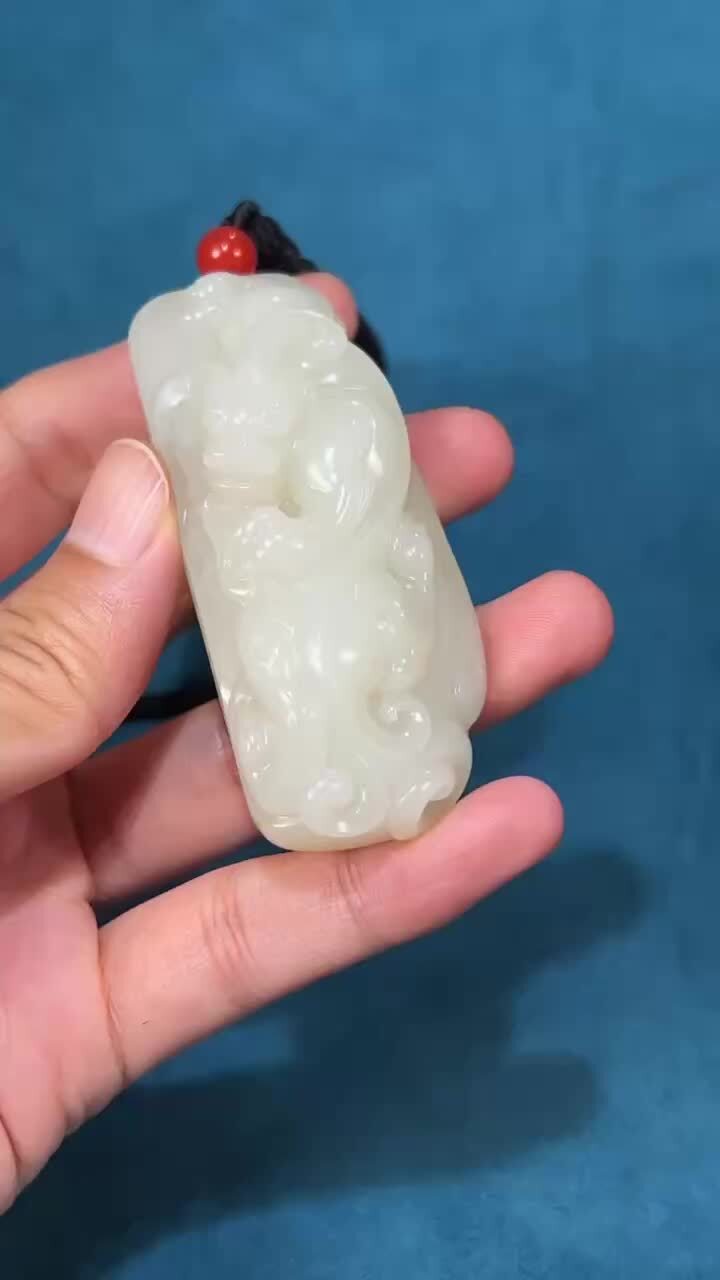 和田玉籽料螭龍納福,天然和田玉軟玉