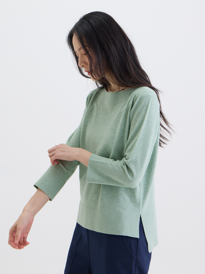 赫本小姐船型領針上衣-追綠