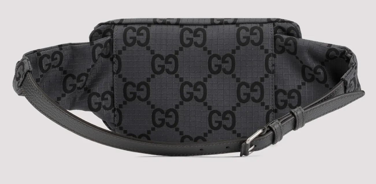 [E] GUCCI DARK GRAY/BLACK LARGE GG RIPSTOP BELT BAG, 767934FACPM-1246 (EGC85)