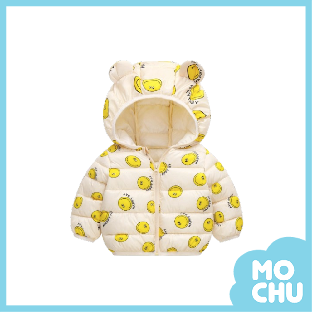黃色笑臉連帽羽絨外套