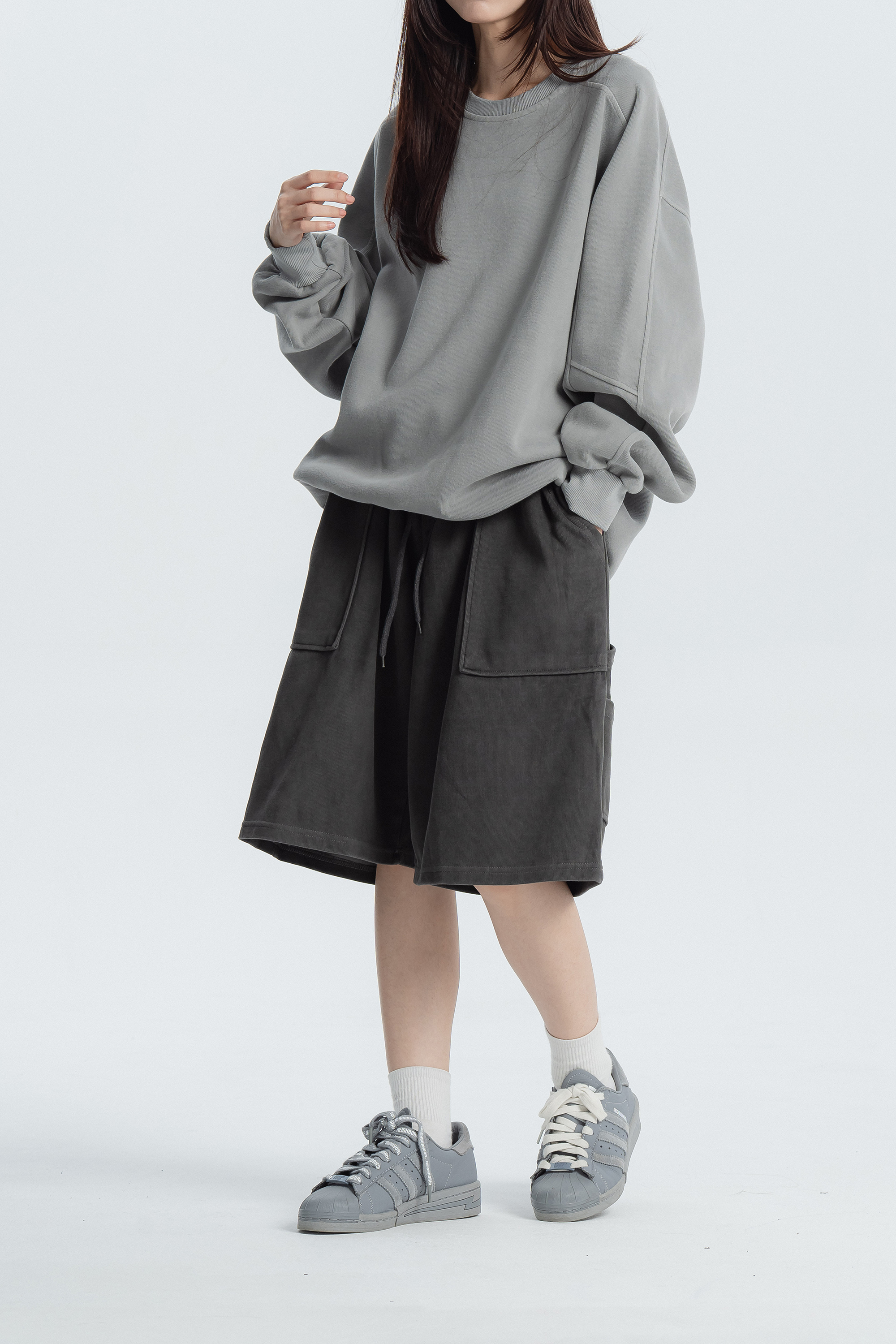 柔軟灰色系套裝棉褲 2色