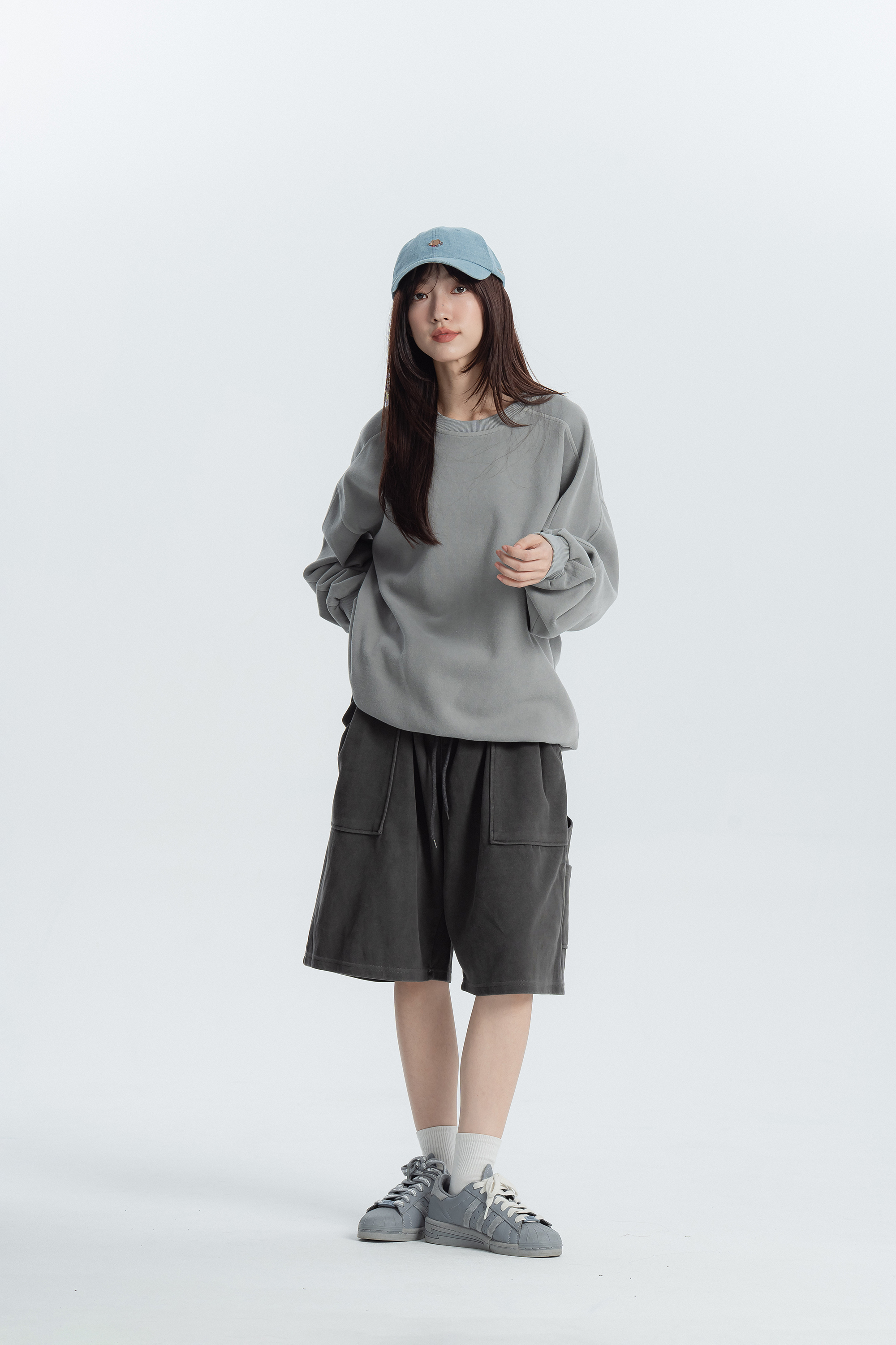 柔軟灰色系套裝棉褲 2色