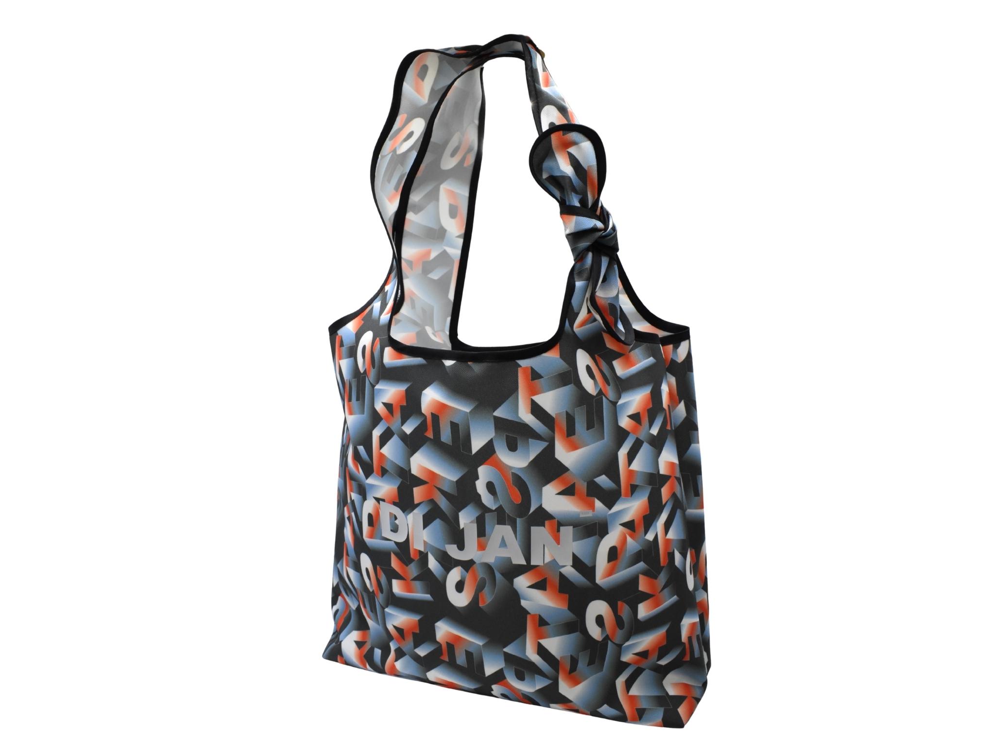 DI JAN 防潑水夢想環保袋｜字母灰 × 可拆式蝴蝶結