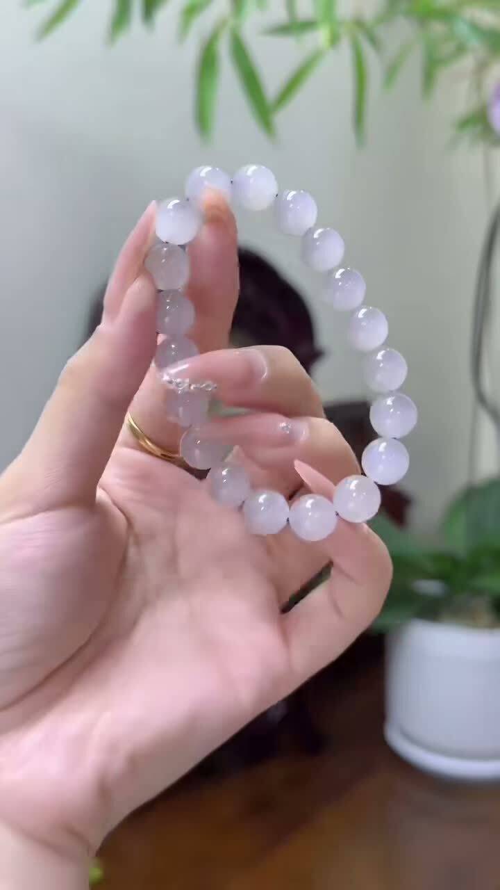 920711 和田玉冰貓眼煙紫手串 (10mm直徑)