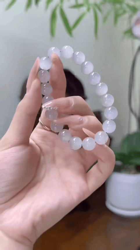 920711 和田玉冰貓眼煙紫手串 (10mm直徑)