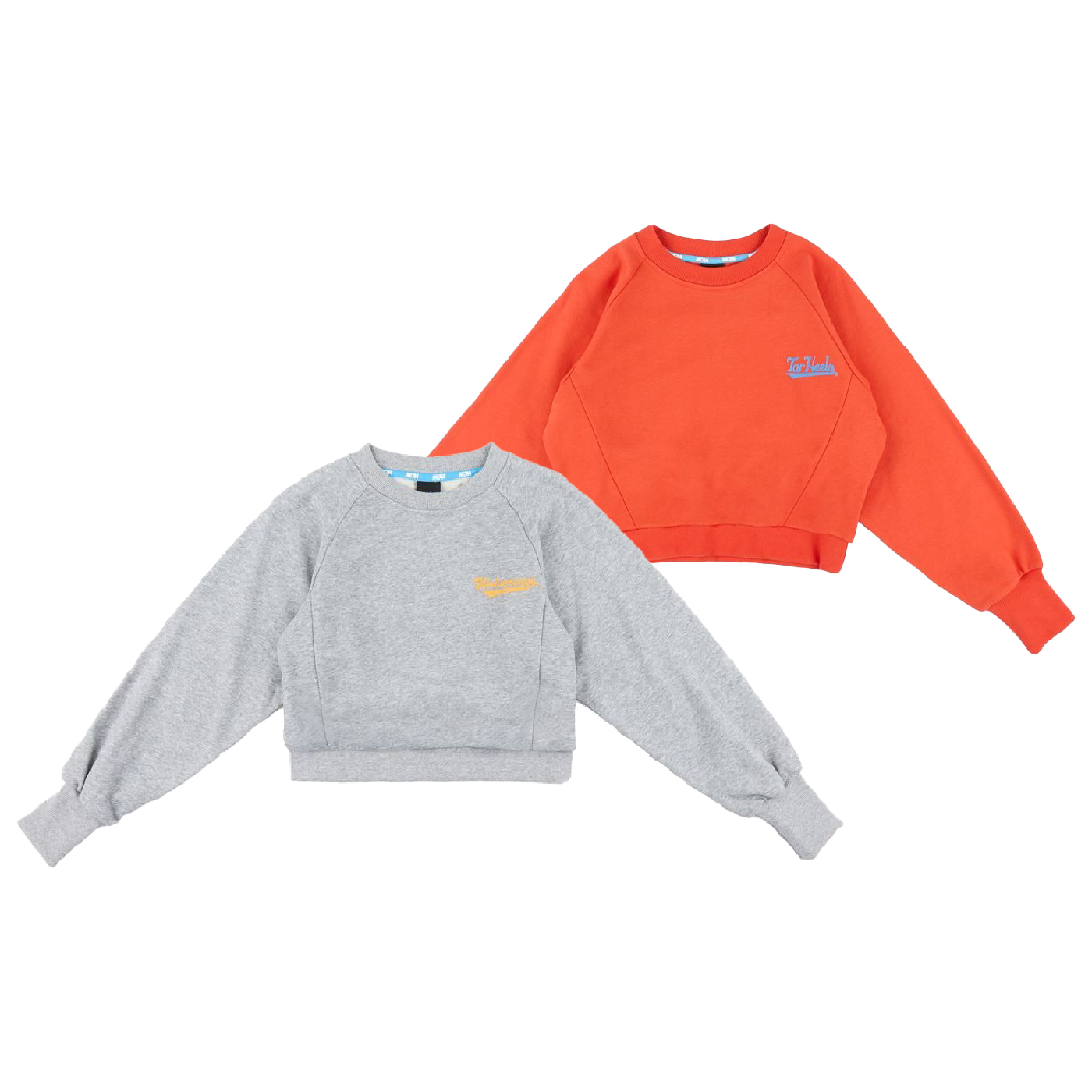 NCAA TEE 灰色 橘色 大學T 短版 短版 小發泡 長袖 上衣【7352100】