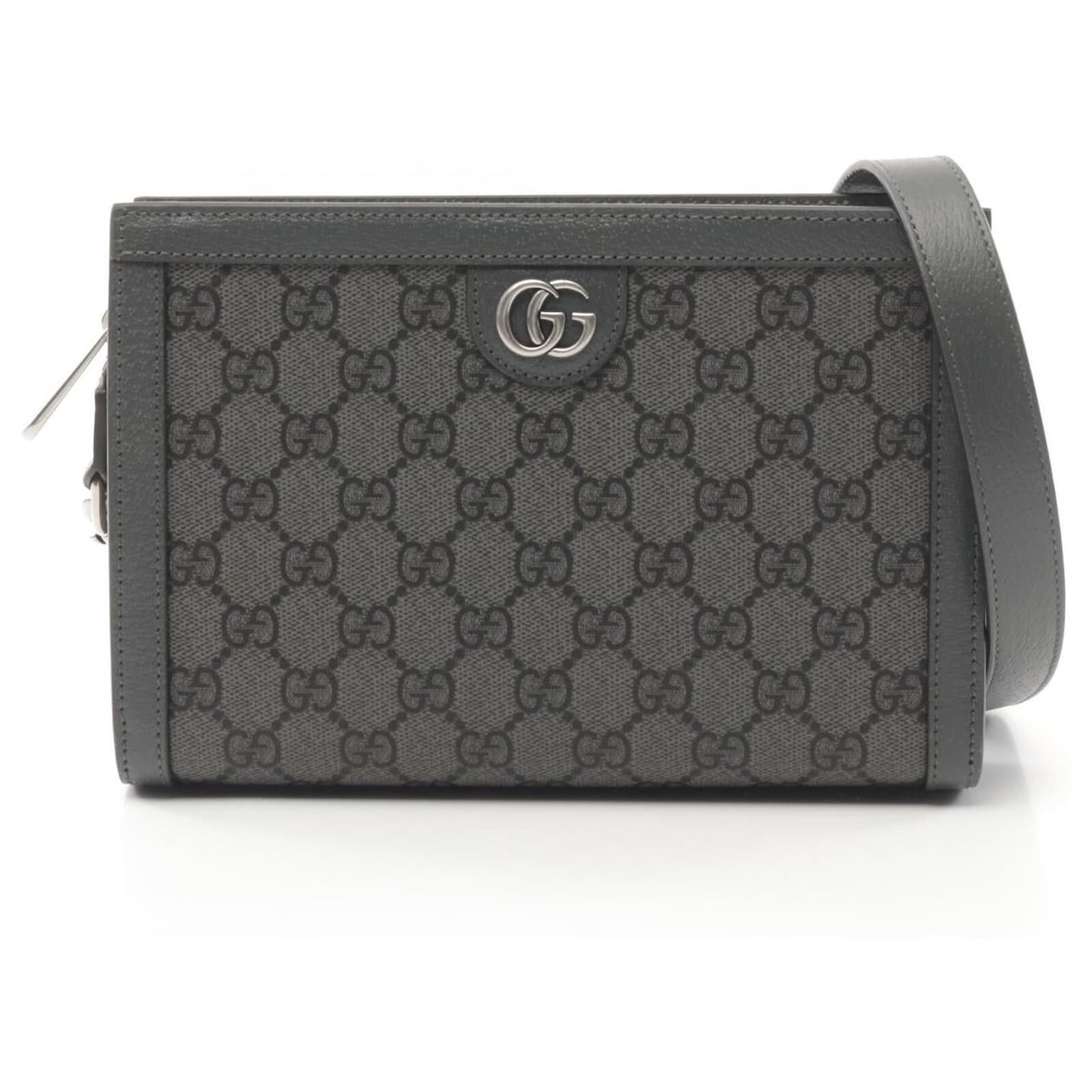 [E] GUCCI GREY PVC COATED CANVAS LEATHER OPHIDIA SUPER MINI SHOULDER BAG, 795467UULBN-1244 (EGC144)