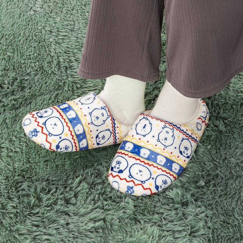 現貨｜白熊 暖笠笠 ! 毛毛室內鞋 (象牙色花紋)