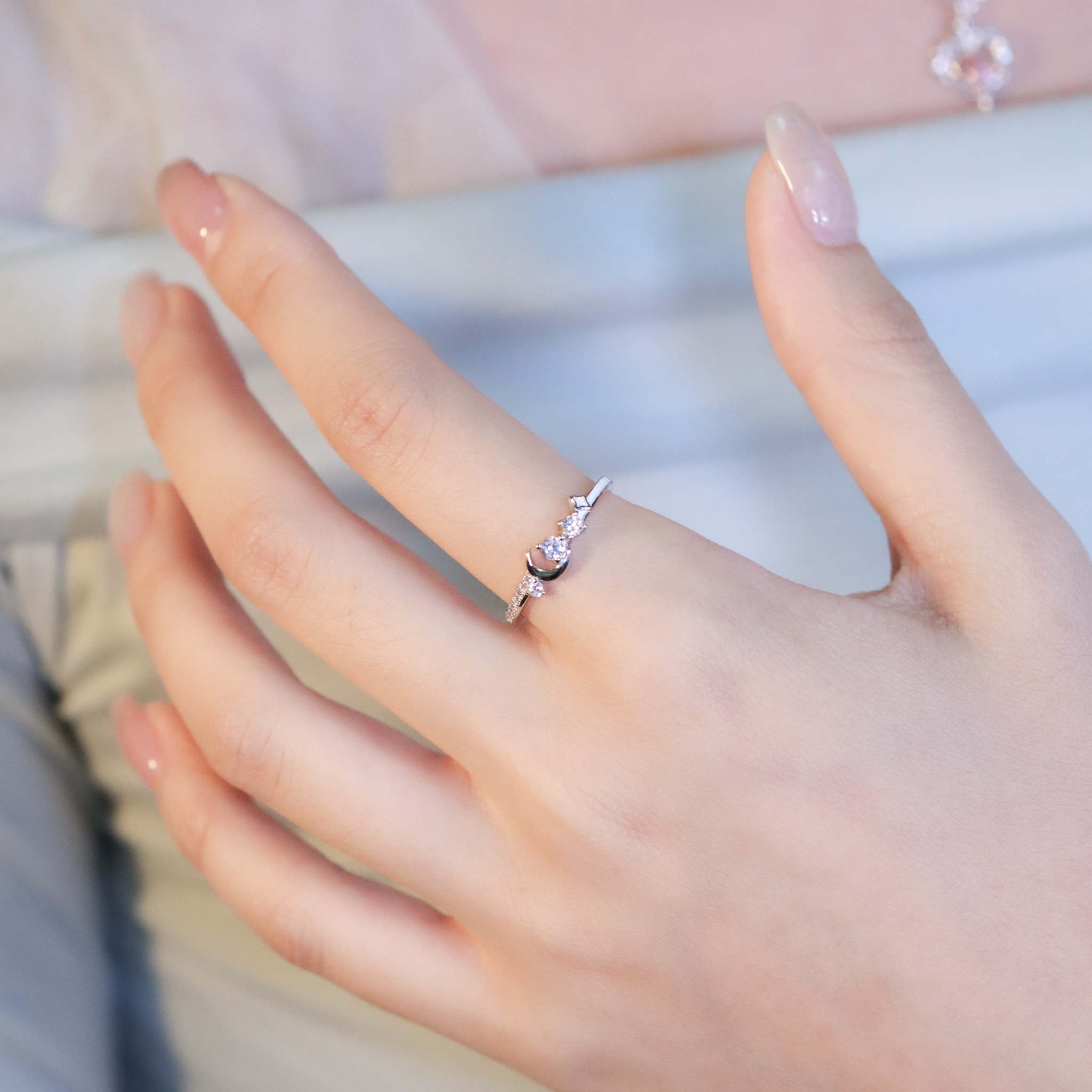 | 925純銀・白金 | 月亮小說戒指 | RI0969 |