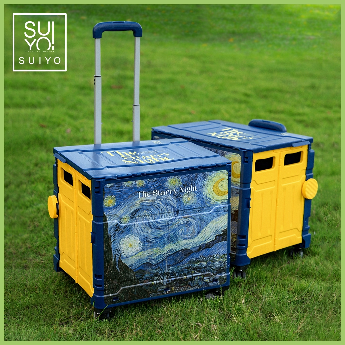 【梵谷】「星夜」折疊收納購物車 —繁星之夜