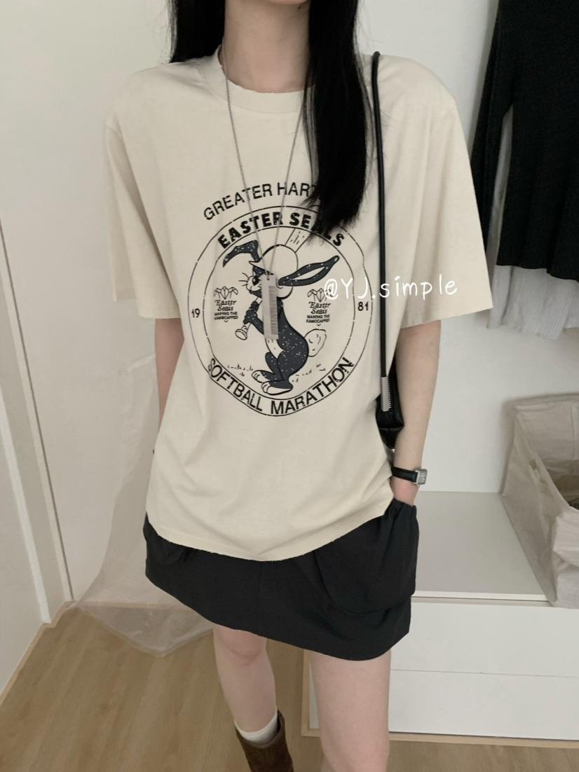 美式復古棒球兔子上衣