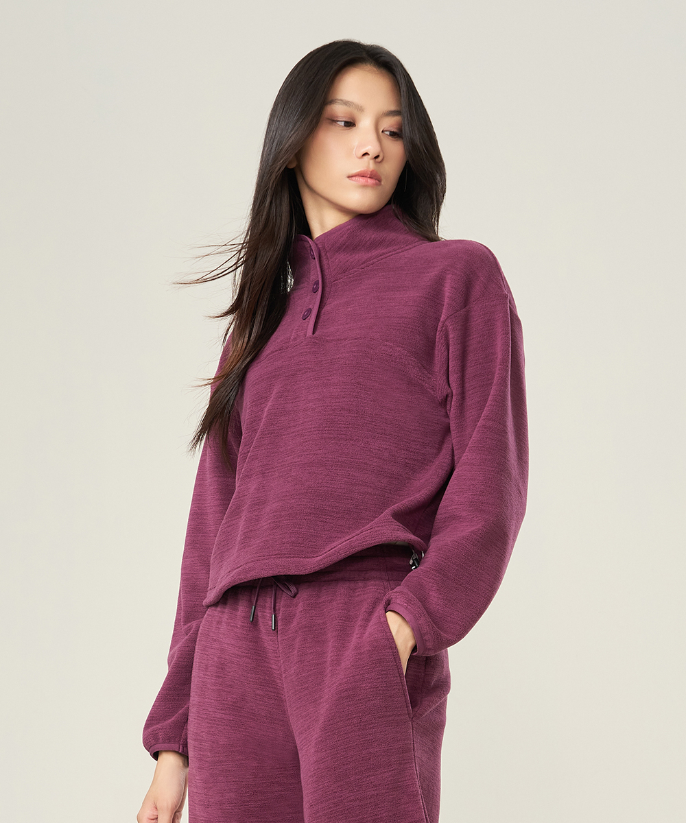 YA系列 超細刷絨女半開襟長袖衫 UE0F3225