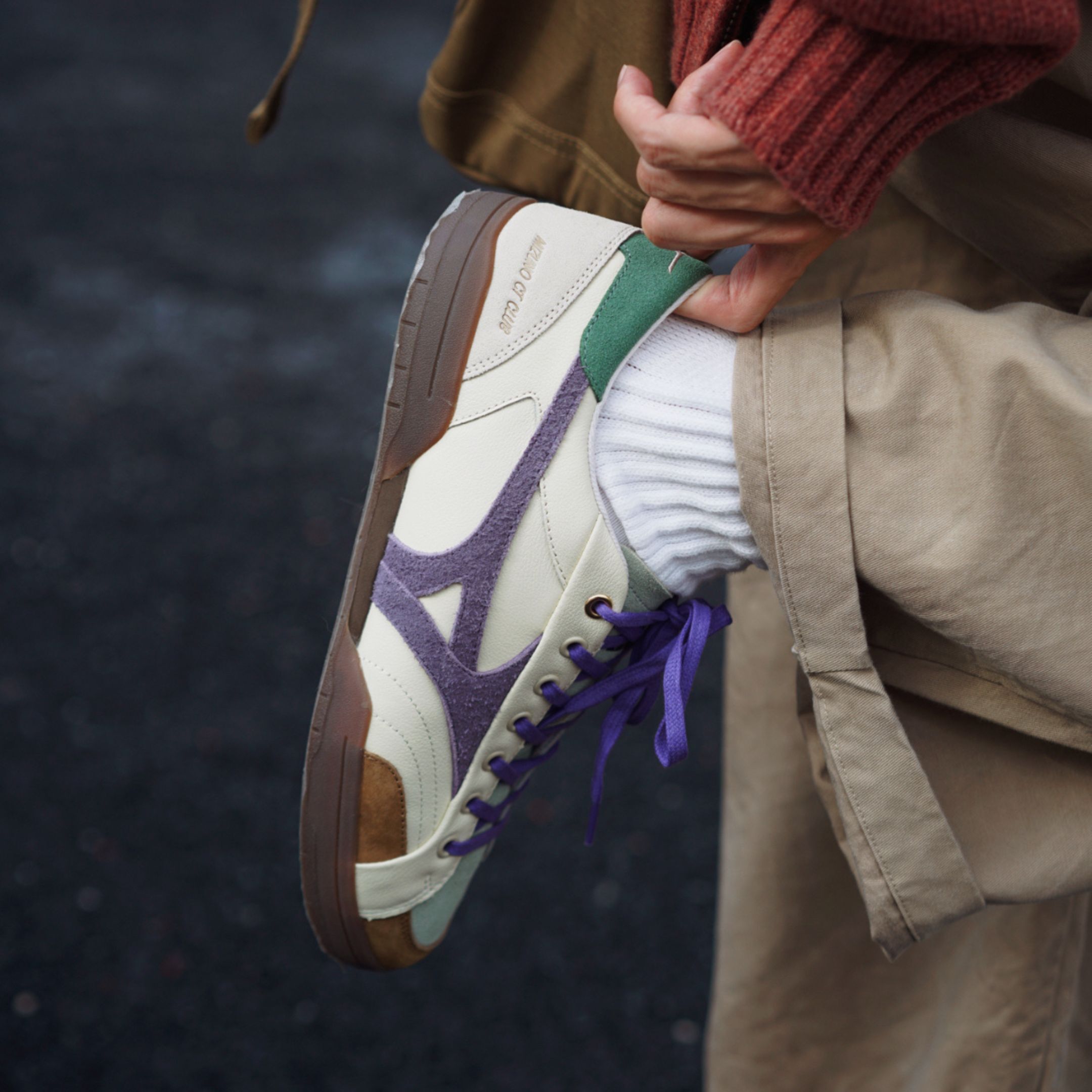 NICEDAY 代購 Mizuno CT Club 米白 紫 棕色 綠 拼接 麂皮 皮革 德訓 D1GH261007