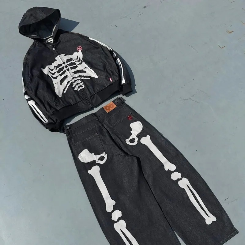 2025AW 9090 Bone Rigid Denim Zip Hoodie 骨頭丹寧拉鍊連帽外套